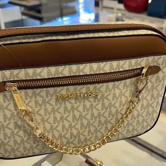 Michael Kors Jet Set Item Large East West Zip Chain MK Signature Crossbody Bag - Picture 4 of 16